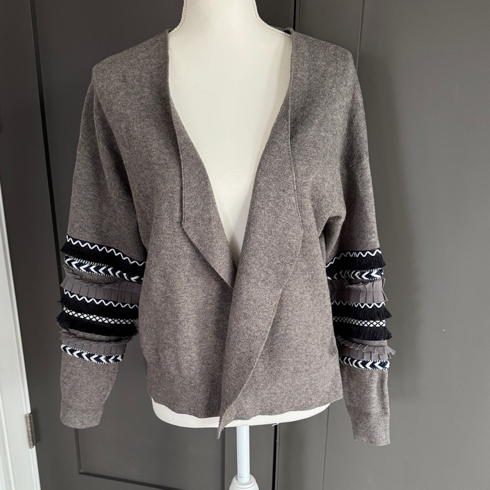 THML Charcoal Cardigan with Black and White Accents